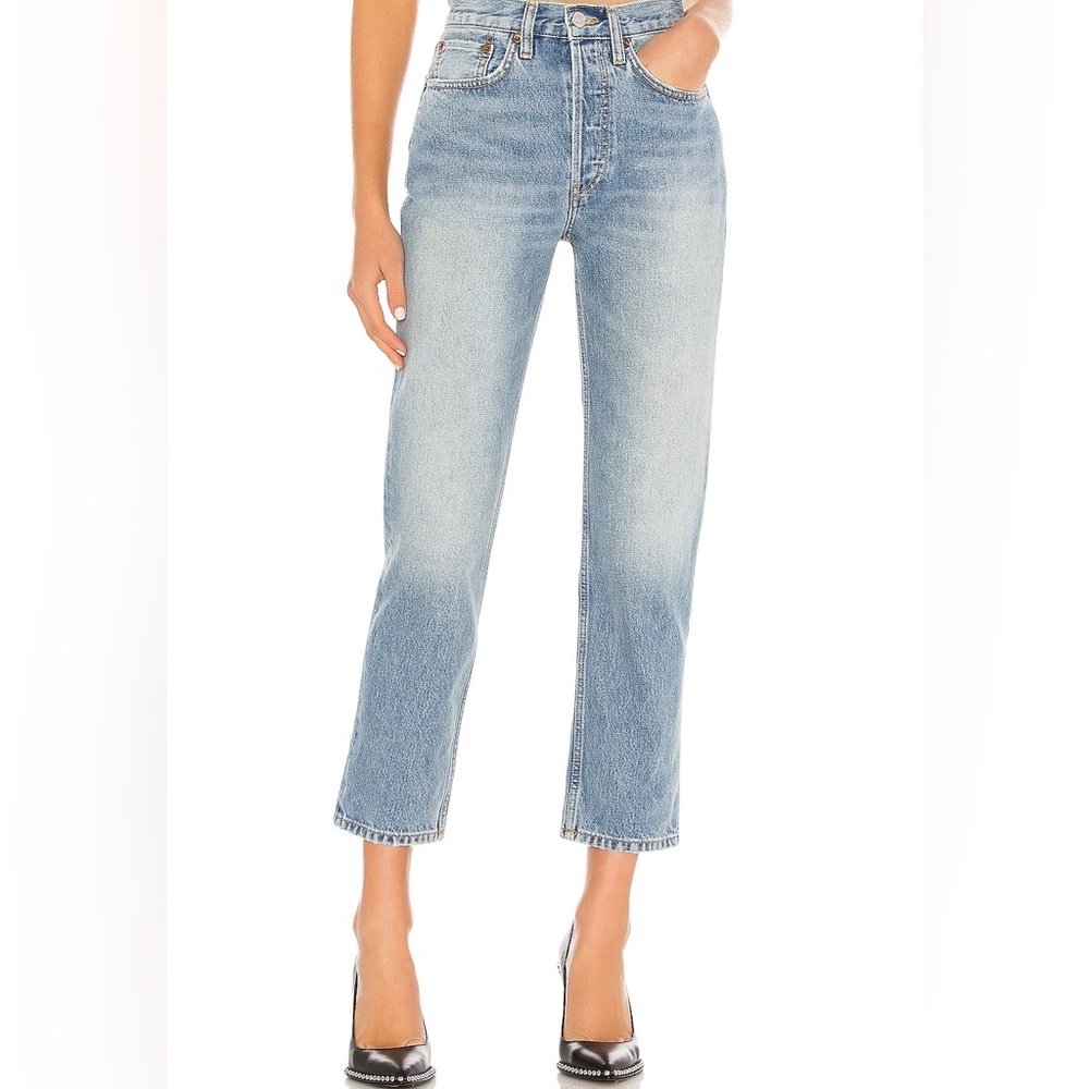 Re/Done Light Blue 70s Stove Pipe Straight Leg Jeans